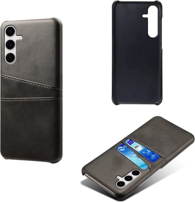 MobyDefend Hoesje - Geschikt voor Samsung Galaxy S25 Plus (S25+) - Lederen Backcover Met Vakjes Pasjes - Zwart