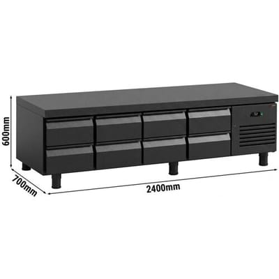 GGM Gastro Kühlunterbau - 2400mm - 386 Liter - 8x GN 1/1 Schubladen - Mattschwarz