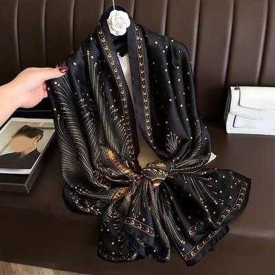 Lente Sjaal Dames Luxe Design Polyester Materiaal Gladde Sjaal Zachte Sjaal Strand Sjaal black