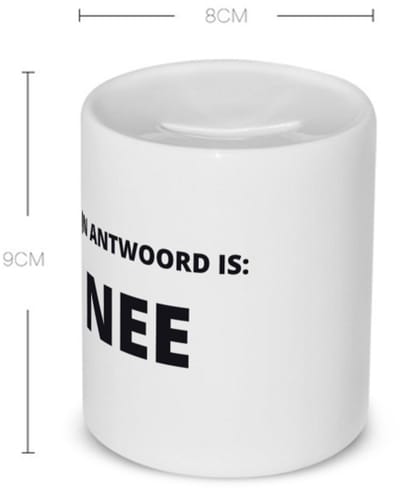 Akyol - mijn antwoord is nee Spaarpot - Collega - cadeau collega - cadeau - kantoorhumor - grappige cadeau - 350 ML inhoud