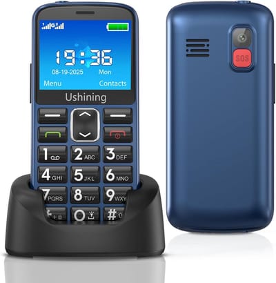 Mobiele Telefoon voor Senioren met Grote Toetsen en SOS-knop - Eenvoudig te Bedienen, Met Laadstation