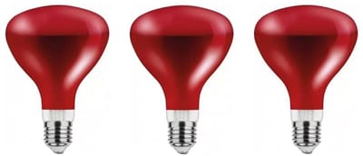 Asalite Infrarood Warmtelamp G95 E27 - 100W - 2800K - 95mm - Rood Glas - 3 stuks