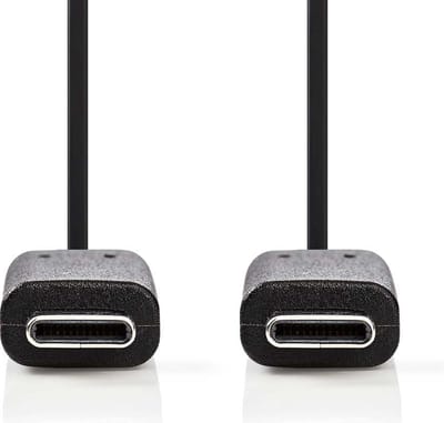 Nedis USB-Kabel - USB 3.2 Gen 1 - USB-C Male - USB-C Male - 60 W - 4K@60Hz - 5 Gbps - Vernikkeld - 2.00 m - Rond - PVC - Zwart - Doos