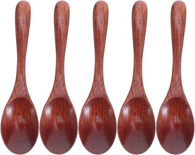 5-delige kleine houten koffielepels met lang handvat, Japanse geïnspireerde roerlepel, veelzijdige houten lepel voor honing, espresso dessert, thee en sauzen, ergonomisch en
