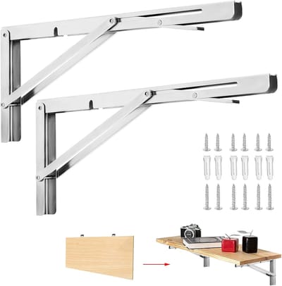 Opvouwbare Console Heavy Duty 400mm - 2-Delige Plankbeugel Rvs Belastbaar 150kg - Plankhoek Opvouwbaar