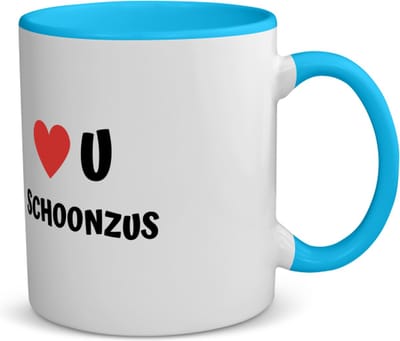 Akyol - love u schoonzus koffiemok - theemok - blauw - Zus - de liefste schoonzus - verjaardag - cadeautje voor zus - zus artikelen - kado - geschenk - 350 ML inhoud