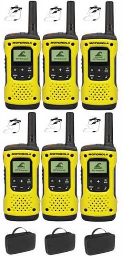 Set van 6 Motorola TLKR T92 H2O IP67 PMR446 Portofoons met beveiliging oortje