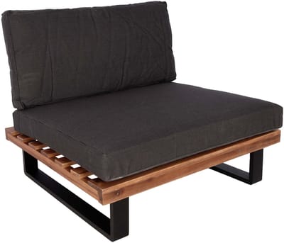Loungefauteuil MCW-H54, tuinfuteuil, Spun Poly acaciahout MVG-gecertificeerd aluminium ~ bruin, bekleding donkergrijs