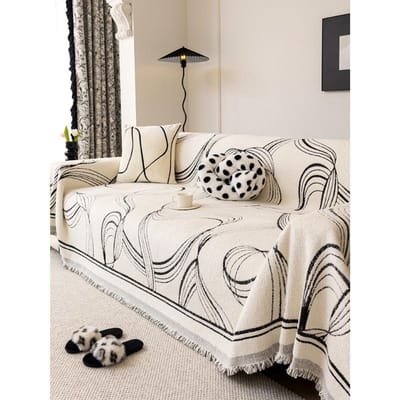 Herfst en Winter Pluche Bankhanddoek Hoogwaardige Antislip Volledig Omwikkelde Hoes Hoes Leren Kussen Eén Stuk Volledige Hoes Doek 180*130cm beige