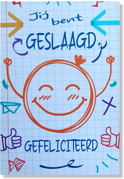 Geslaagd Wenskaart - 12x17cm - Gevouwen kaart inclusief envelop - Diploma Gehaald
