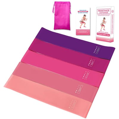 5 STKS Sport Oefening Weerstand Loop Bands Set Elastische Booty Band Set met Draagtas voor Yoga Thuis 5PCS purple
