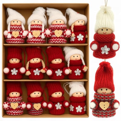 Dailygoods- Kerstkabouters Set van 12 - Handgemaakte Boomversiering - Decoratieve Kabouters - Scandinavische Sfeer - Cadeauhangers - Liefdevol Verpakt - Kerstdecoratie