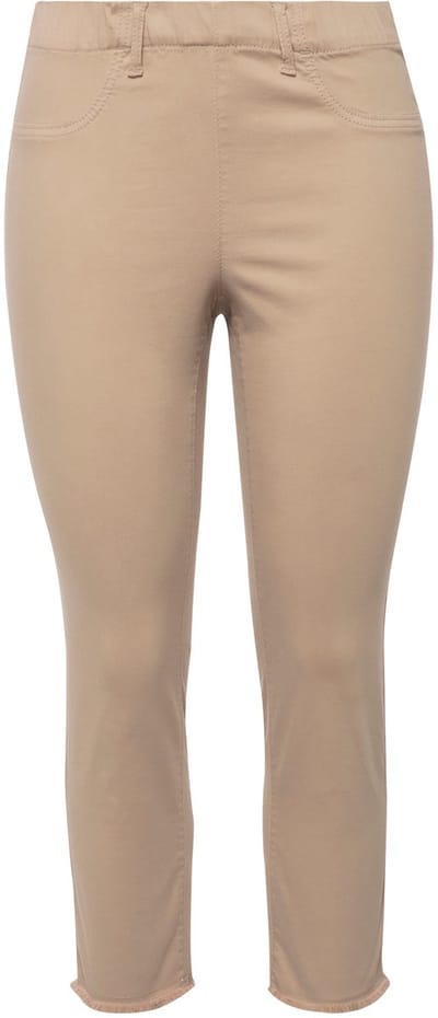 Ulla Popken - Dames - 7/8-broek Sienna gerafelde zoom smalle pijpen - Donker kiezel - Maat 52