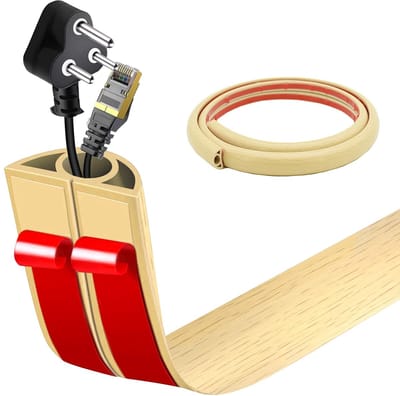 Kabelgoot voor de vloer, zelfklevend, flexibele kabelbescherming van antislip pvc, voor kantoor, thuis (Esdoorn houtkorrel, 2cm X 1 m)