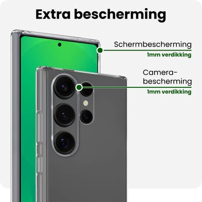Hoesje 2 Stuks - Geschikt voor Samsung Galaxy S25 Ultra - Sterk & Shockproof - Case Siliconen - Back Cover - Telefoon Hoes - Transparant