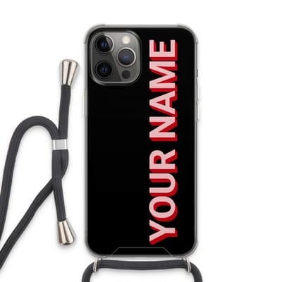 Gepersonaliseerd - Case Company® - Hoesje met koord geschikt voor iPhone 13 Pro Max hoesje met Koord - Namecase - Telefoonhoesje met Zwart Koord - Extra Bescherming aan alle Kanten en Over de Schermrand