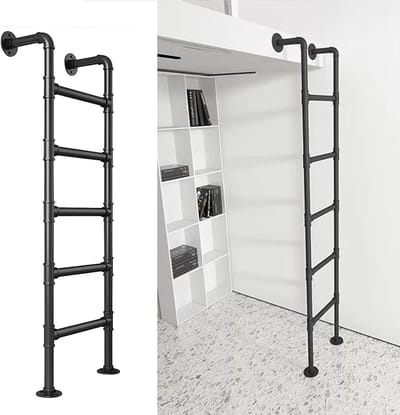 Metalen trapladder - Klimladder thuis - Zolder bereiken - Versterkt smeedijzer - Tot 300cm - Zwart