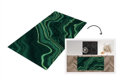 Keukenloper - Loper keuken - Marmer - Groen - Zwart - 120x60 cm - Keukenloper vinyl