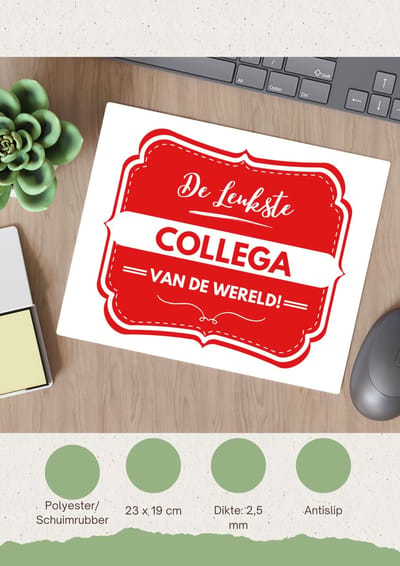 Akyol - de leukste collega Muismat - Collega - een collega - werk - afscheidscadeau - verjaardagscadeau - 23 bij 19 cm