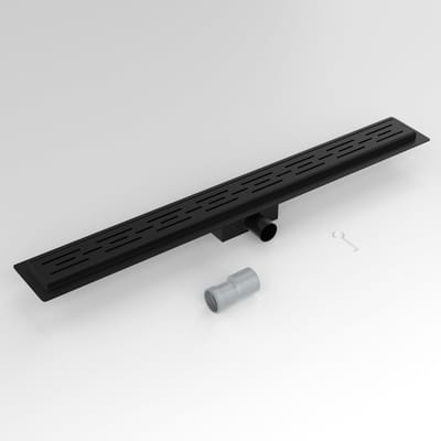 WEBO MAT ZWART Douchegoot compleet met flens Standaard rooster RVS | Uitneembare Sifon - Tegelrooster - 80 cm