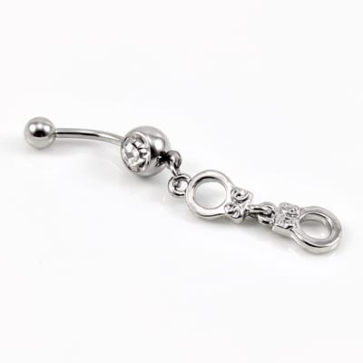 RVS Navel Piercing met Handboei Hanger