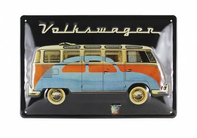 BRISA VW Collection - Volkswagen met VW T1 Bulli Bus retro-vintage-motief, VW-verzamelobject, cadeau-idee, vintage decoratie (20x30 cm)