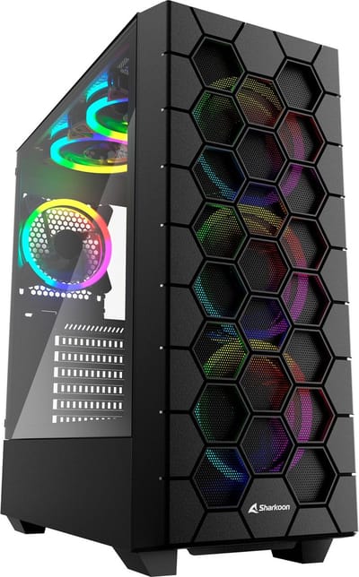 Sharkoon RGB Hex - mid tower - ATX - Case - Tower - Zwart