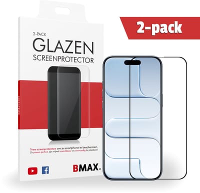 2-pack BMAX Screenprotector geschikt voor Apple iPhone Air - Full Cover gehard glas - Apple screenprotectors - Telefoonaccessoires - Telefonie & Accessoires - Beschermglas - Glas screenprotectors - Zwart