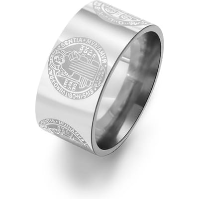 LIKGREAT Anneau Saint Benoît en Acier Inoxydable Pour Femmes Hommes Amulette Chrétienne Catholique Bijoux Punk Cadeau de la Saint-Valentin 8 white