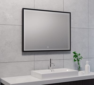 Badkamerspiegel Wiesbaden 80x60cm Geintegreerde LED Verlichting Verwarming Anti Condens Lichtschakelaar Dimbaar