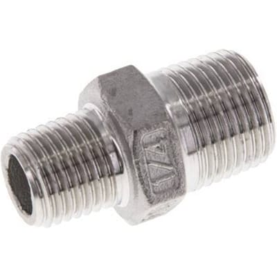 1/4'' NPT x 3/8'' NPT RVS Borstnippel 16 Bar [2 Stuks]