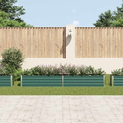 vidaXL - Plantenbak - verhoogd - 320x40x45 - cm - gegalvaniseerd - staal - groen