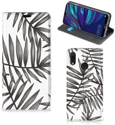 Huawei Y7 hoesje Y7 Pro (2019) Smart Cover Leaves Grey