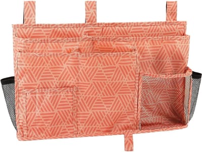Famanu – Nachtkastje Caddy Opknoping Organizer Opbergtas Pocket voor Stapelbed - Ziekenhuis - College Slaapzalen - Baby Rails - Camp (8 zakken) - Oranje Plaid