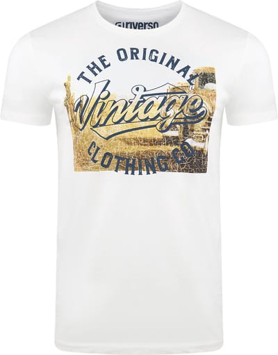 riverso Heren T-Shirt RIVLukas regular fit Wit S Ronde Hals Volwassenen - gemaakt van 100% katoen