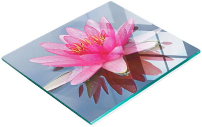 Glazen serveerplank met roze waterlelie-afbeelding, 60x52 cm