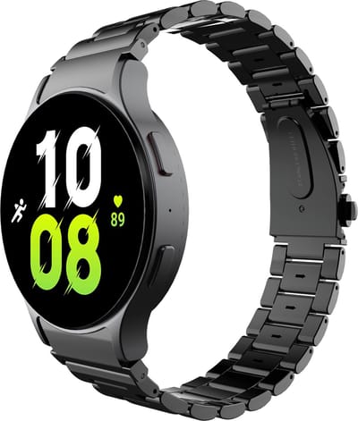 Cazy horlogebandje geschikt voor Samsung Galaxy Watch Bandje (PrimeSteel) - Smartwatchbandjes (+Horloge inkortset) - Universeel bandje voor Samsung Galaxy Watch 7 / Watch 6 / Watch 5 / Watch 4 / Watch FE - Zwart