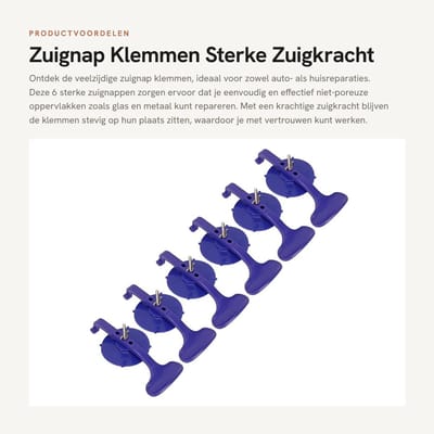 Dailygoods- Zuignap Sterke Zuigkracht - 6 Stuks - Klemmen voor Glas/Metaal - Reparatie Tool - Eenvoudige Installatie - Breed Toepassingsgebied - Zuignapset