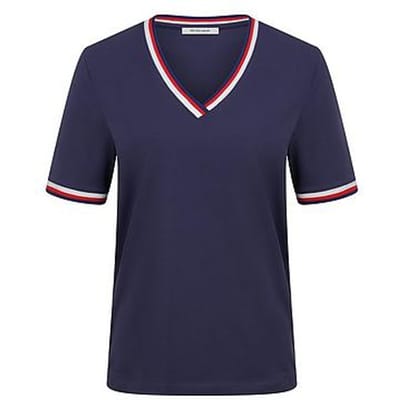 T-shirt V-hals Van Peter Hahn blauw