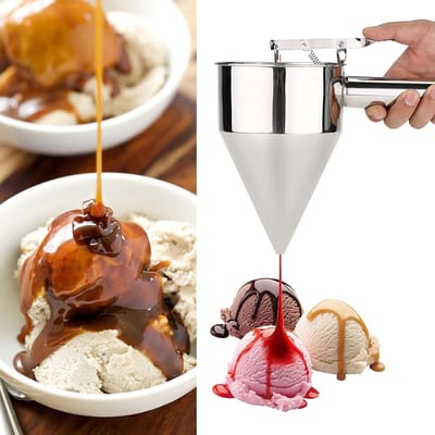 Pannenkoekbeslag Dispenser - Beslag Trechter Kookgereedschap - Bakken en Koken - Automatische Stroomregeling - 13 cm Diameter Trechter - Zilver