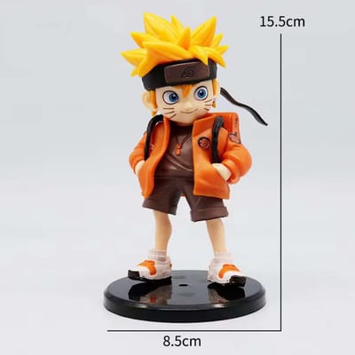 Naruto Hatake Kakashi Naruto Uzumaki Figurine Édition Q Modèle de Sac à Dos Poupée Créative de Grande Valeur avec Base Ornements de Voiture de Bureau
