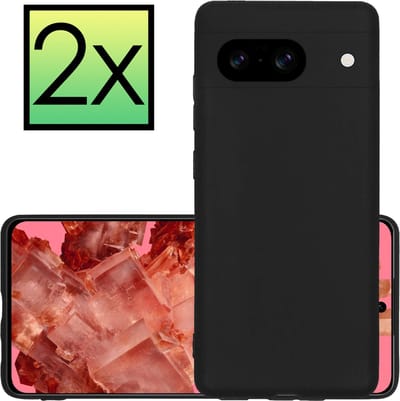 Hoesje - 2 Stuks - Geschikt voor Google Pixel 8 - Sterk & Shockproof - Case Siliconen - Back Cover - Telefoon Hoes - Zwart
