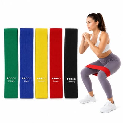Weerstandsbanden Set van 5 - Resistance band set - Fitness Elastiek - Booty Band - Weerstandselastiek - 5 Kleuren