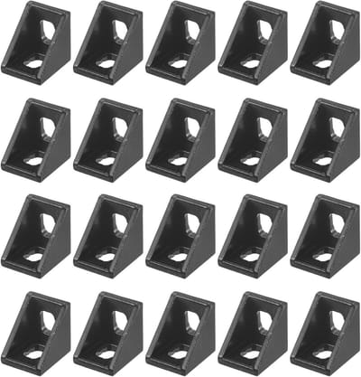 Binnenhoekbeugel - L-profiel connector - Frame verstevigen - Gegoten aluminium - 20x20x17mm - Zwart