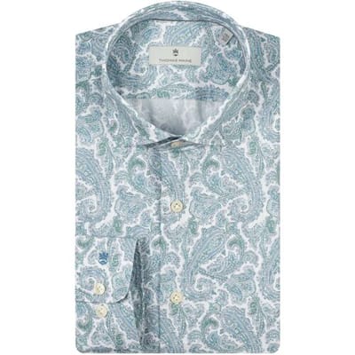 Thomas Maine Overhemd Allover Paisley Pattern Roma Modern Kent Blauw / male