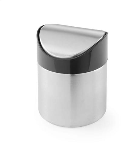 Tafel Afvalbak - Prullenbak Keuken - Afval Beheren - Zwenkdeksel RVS - 130 mm Hoog - Zilverkleurig