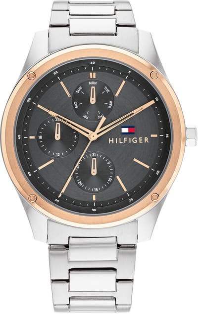Tommy Hilfiger TH1710541 Heren Horloge - TYLER - Mineraalglas - Staal - Zilverkleurig - 43 mm breed - Quartz - Vouw/Vlindersluiting - 5 ATM (douchen)