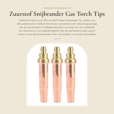 Dailygoods- Snijbrander Tips - 3 Stuks - Hittebestendig Koper - Mengsel Zuurstof/Propaan - Pentalobevormige Snijpunt - 0,9mm/1,2mm/1,5mm - Snijmondstuk