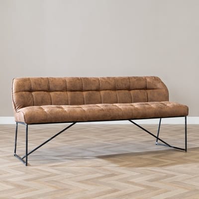 Bronx71® Eetkamerbank Abel cognac microvezel 185 cm - eettafelbank - eetbank