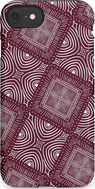 Casetastic Hoesje Geschikt voor Apple iPhone 7/8/SE - Stijlvolle Beschermende Duo-layer Case - Bohemien Rood Design